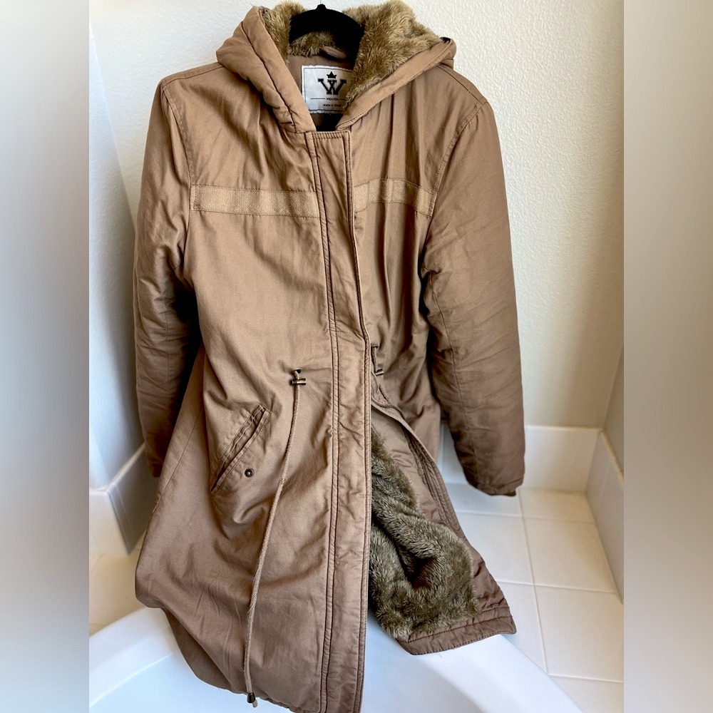 WenVen Women's Khaki Hooded Jacket